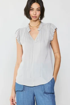Current Air Margot Pleated Sleeve Blouse GREY Clearance