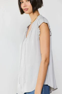 Current Air Margot Pleated Sleeve Blouse GREY Clearance