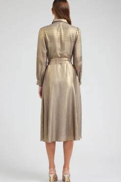 Current Air Metallic Buttondown Dress GOLD Best