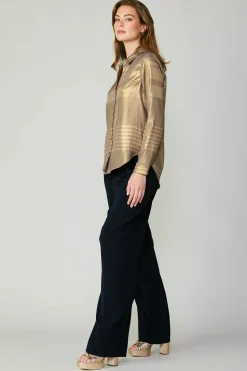 Current Air Metallic Buttonup Shirt GOLD New