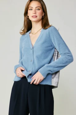 Current Air Metallic Contrast Cardigan BLUE Sale