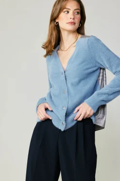 Current Air Metallic Contrast Cardigan BLUE Sale