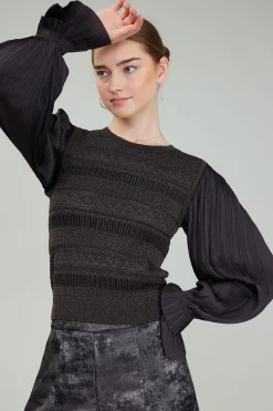 Current Air Metallic Contrast Sweater Top DARKBRONZE Outlet