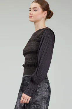 Current Air Metallic Contrast Sweater Top DARKBRONZE Outlet