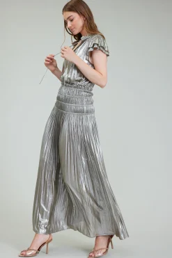 Current Air Metallic Maxi Dress OLIVESILVER New