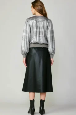 Current Air Metallic Surplice Blouse SILVER New