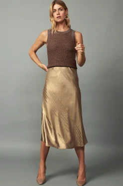 Current Air Metallic Sweater Shrug Set METALLICBROWN Online