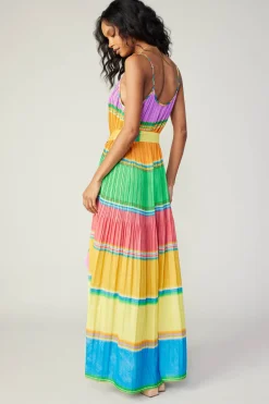 Current Air Multicolored Pleated Cami Dress RAINBOW Sale