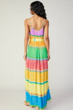 Current Air Multicolored Pleated Cami Dress RAINBOW Sale