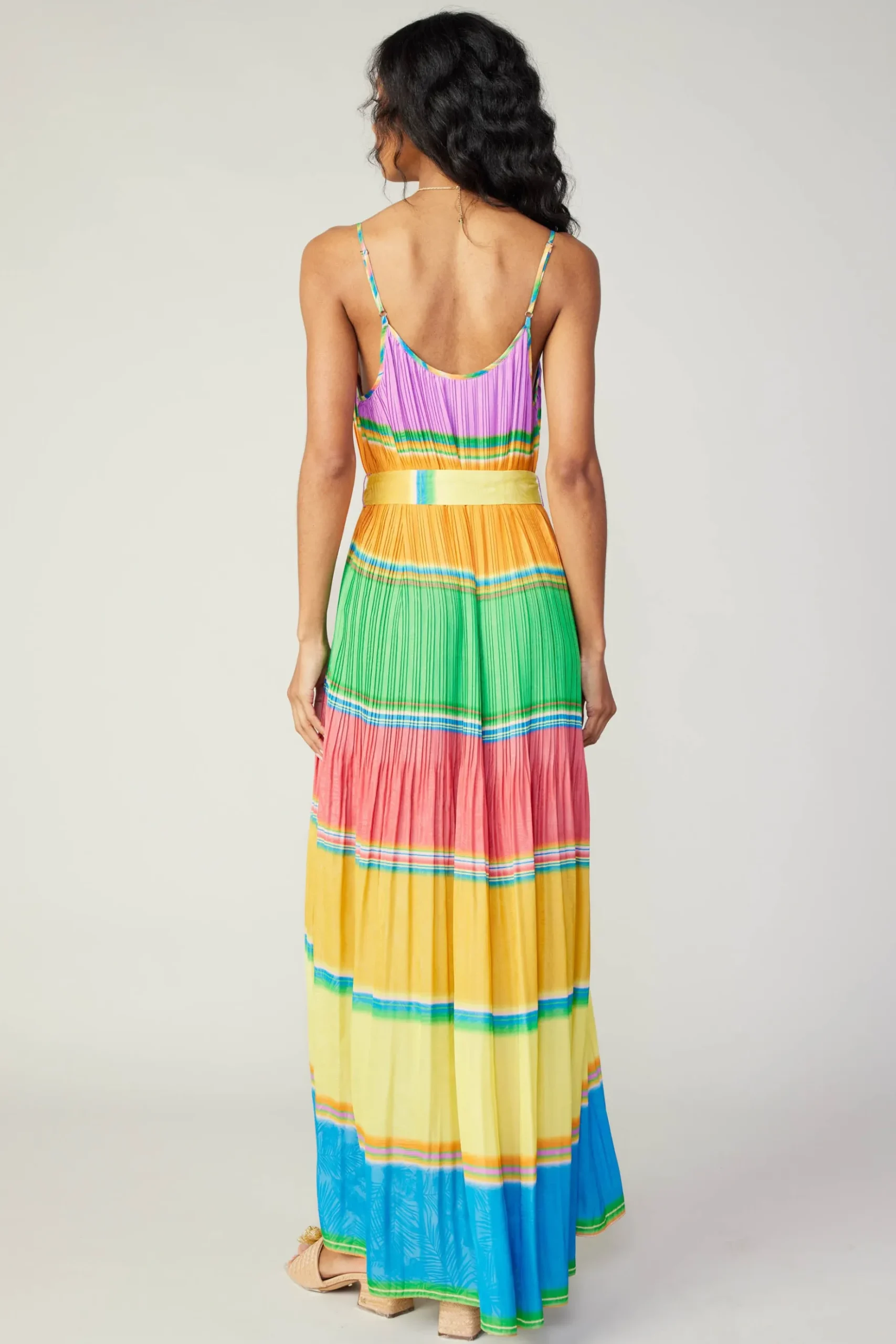 Current Air Multicolored Pleated Cami Dress RAINBOW Sale