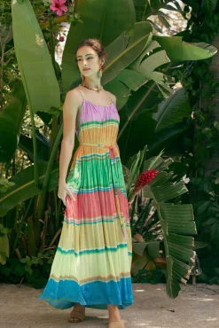 Current Air Multicolored Pleated Cami Dress RAINBOW Sale