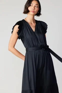 Current Air Natalia Flutter Sleeve Dress BLACK Clearance