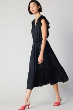 Current Air Natalia Flutter Sleeve Dress BLACK Clearance