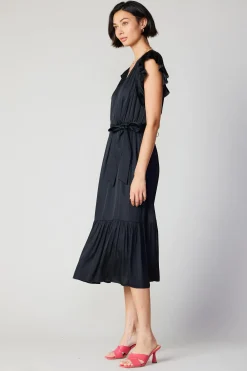 Current Air Natalia Flutter Sleeve Dress BLACK Clearance
