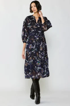Current Air Navy Floral Midi Dress FLORALNAVY Outlet