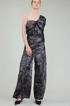 Current Air One Shoulder Textured Top PLUMGUNMETAL New