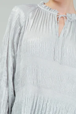Current Air Opalescent Pleated Blouse OYSTER Sale