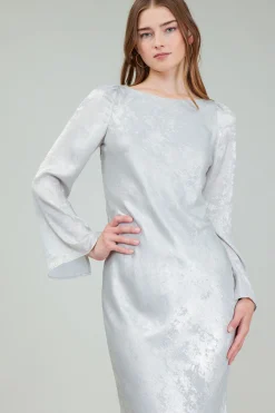 Current Air Opalescent Textured Maxi Dress OYSTER New