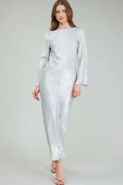 Current Air Opalescent Textured Maxi Dress OYSTER New