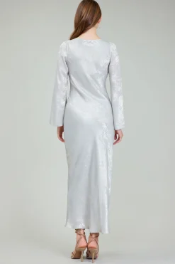 Current Air Opalescent Textured Maxi Dress OYSTER New