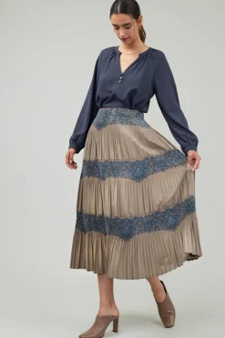 Current Air Ornate Motif Midi Skirt TAUPEBLUEMLT Sale