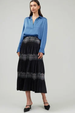 Current Air Ornate Motif Midi Skirt BLACKTAUPEMLT Best