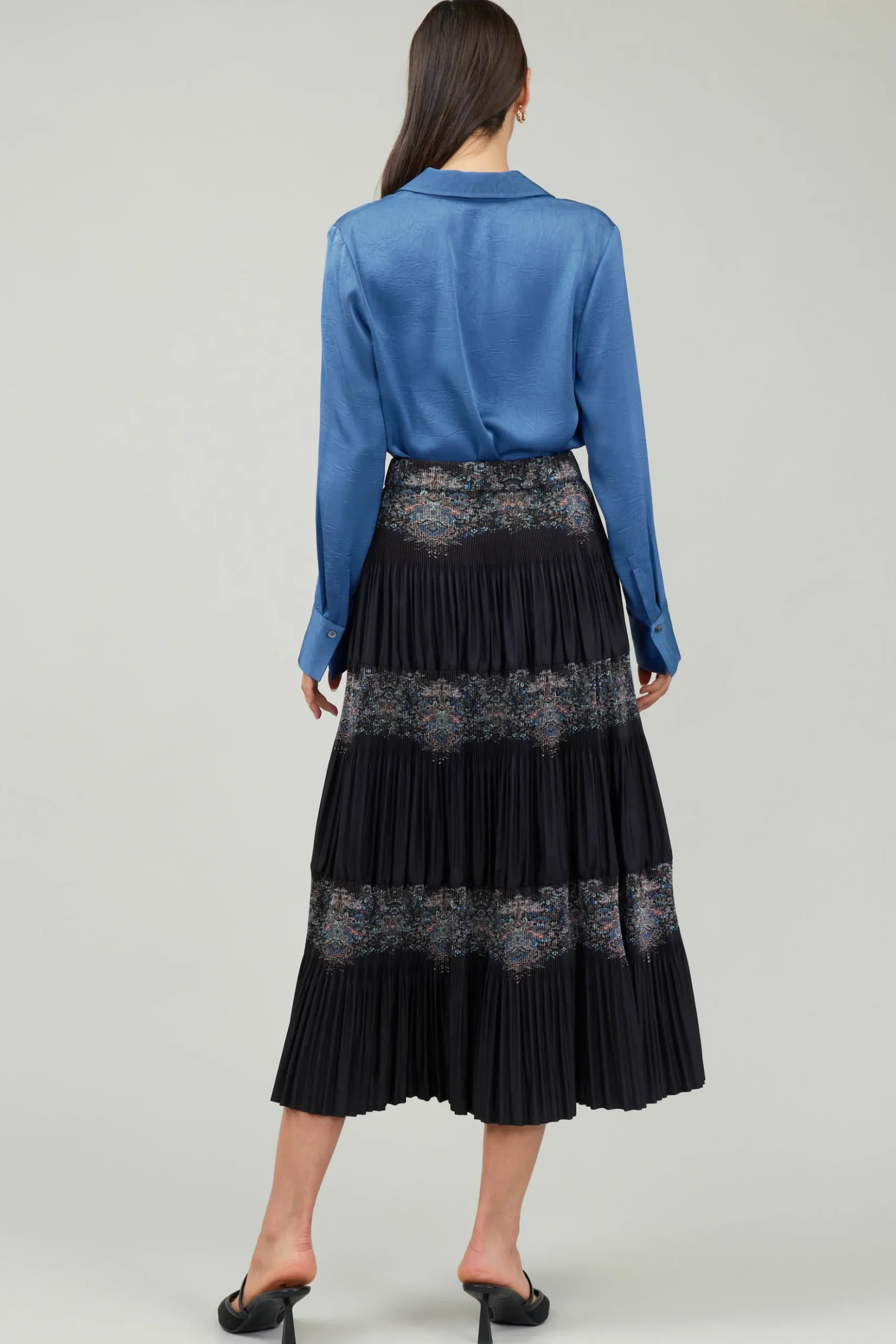 Current Air Ornate Motif Midi Skirt BLACKTAUPEMLT Best