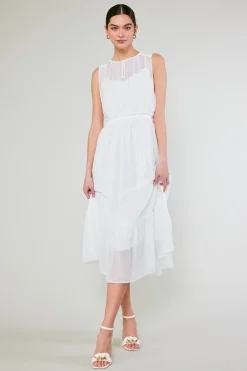 Current Air Overlayed Midi Dress WHITE Fashion