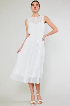 Current Air Overlayed Midi Dress WHITE Fashion