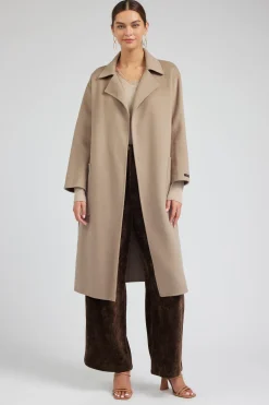 Current Air Oversized Belted Wool Coat LATTE Online
