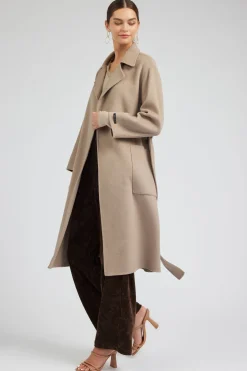 Current Air Oversized Belted Wool Coat LATTE Online