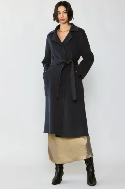 Current Air Oversized Belted Wool Coat CHARCOAL Clearance