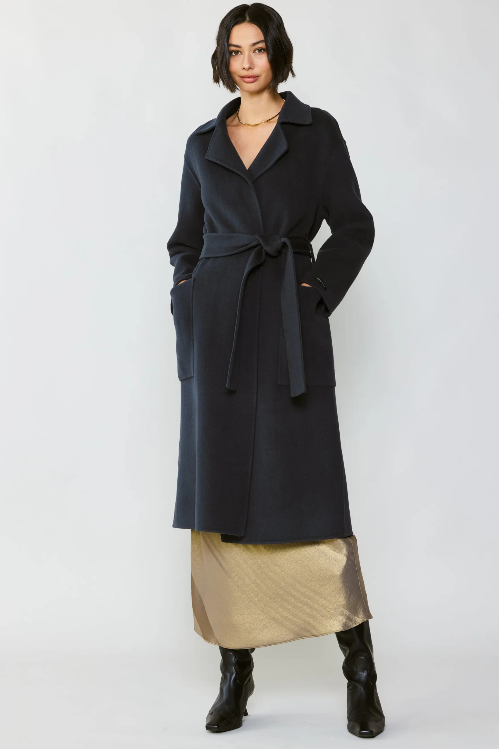 Current Air Oversized Belted Wool Coat CHARCOAL Clearance