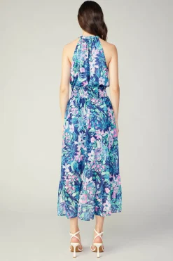Current Air Painterly Floral Asymmetric Dress PINKBLUEMLT New