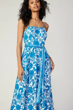 Current Air Painterly Floral Midi Dress BLUEMLT Sale