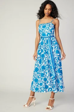 Current Air Painterly Floral Midi Dress BLUEMLT Sale