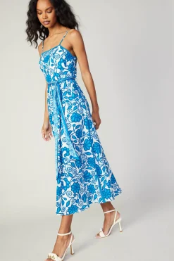 Current Air Painterly Floral Midi Dress BLUEMLT Sale