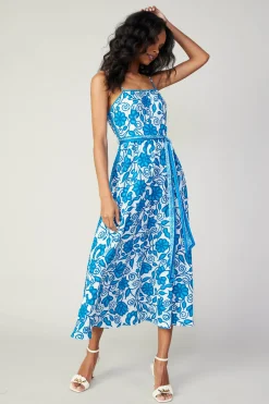 Current Air Painterly Floral Midi Dress BLUEMLT Sale