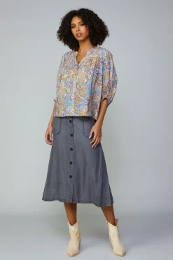 Current Air Paisley Motif Button Blouse MLT Sale