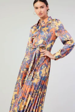 Current Air Paisley Pleated Maxi Dress ORANGEPAISLEY Outlet