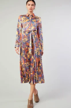 Current Air Paisley Pleated Maxi Dress ORANGEPAISLEY Outlet