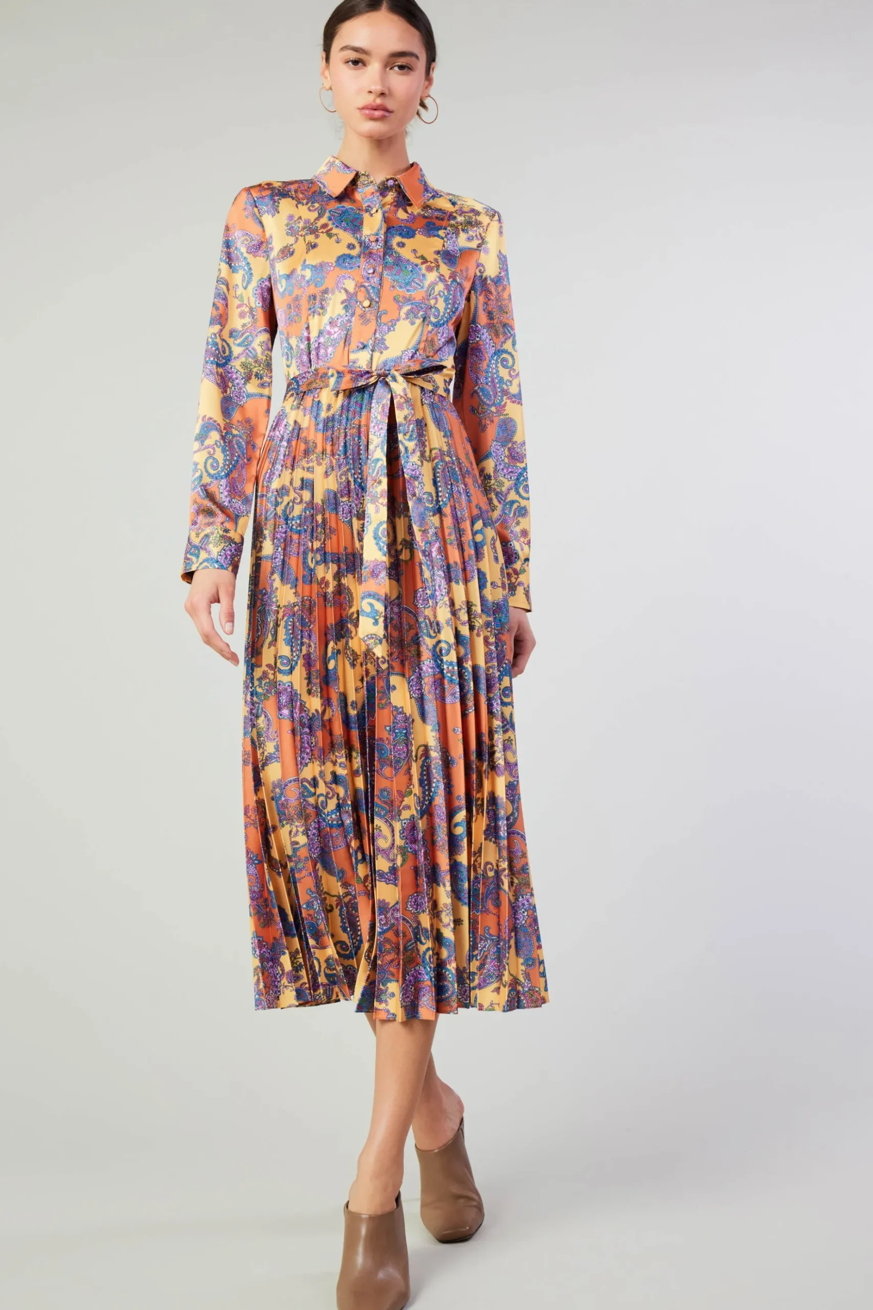 Current Air Paisley Pleated Maxi Dress ORANGEPAISLEY Outlet