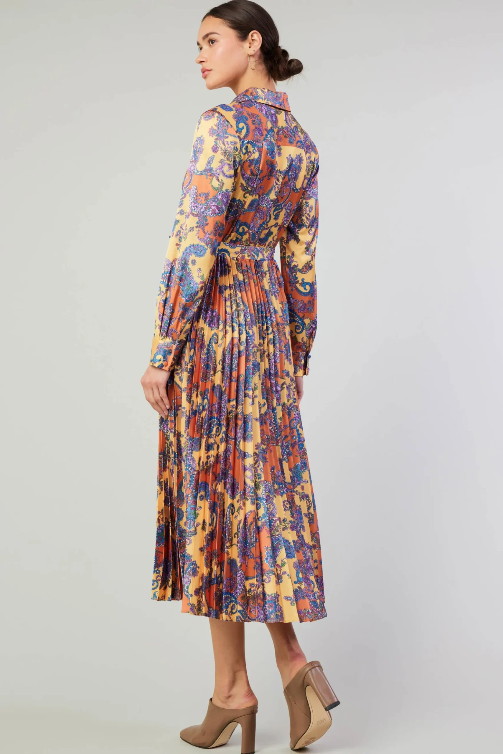 Current Air Paisley Pleated Maxi Dress ORANGEPAISLEY Outlet