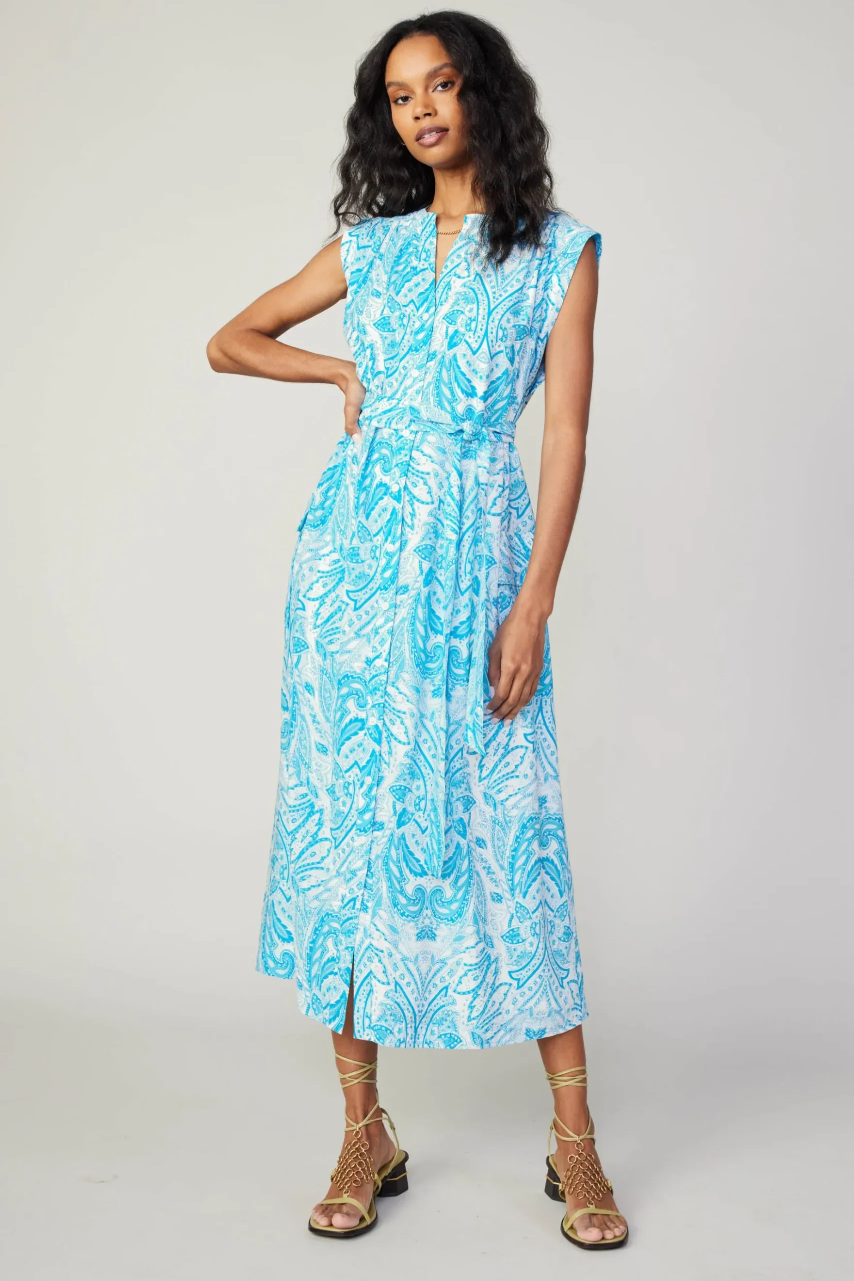 Current Air Paisley Printed Sleeveless Dress BLUEMLT Sale