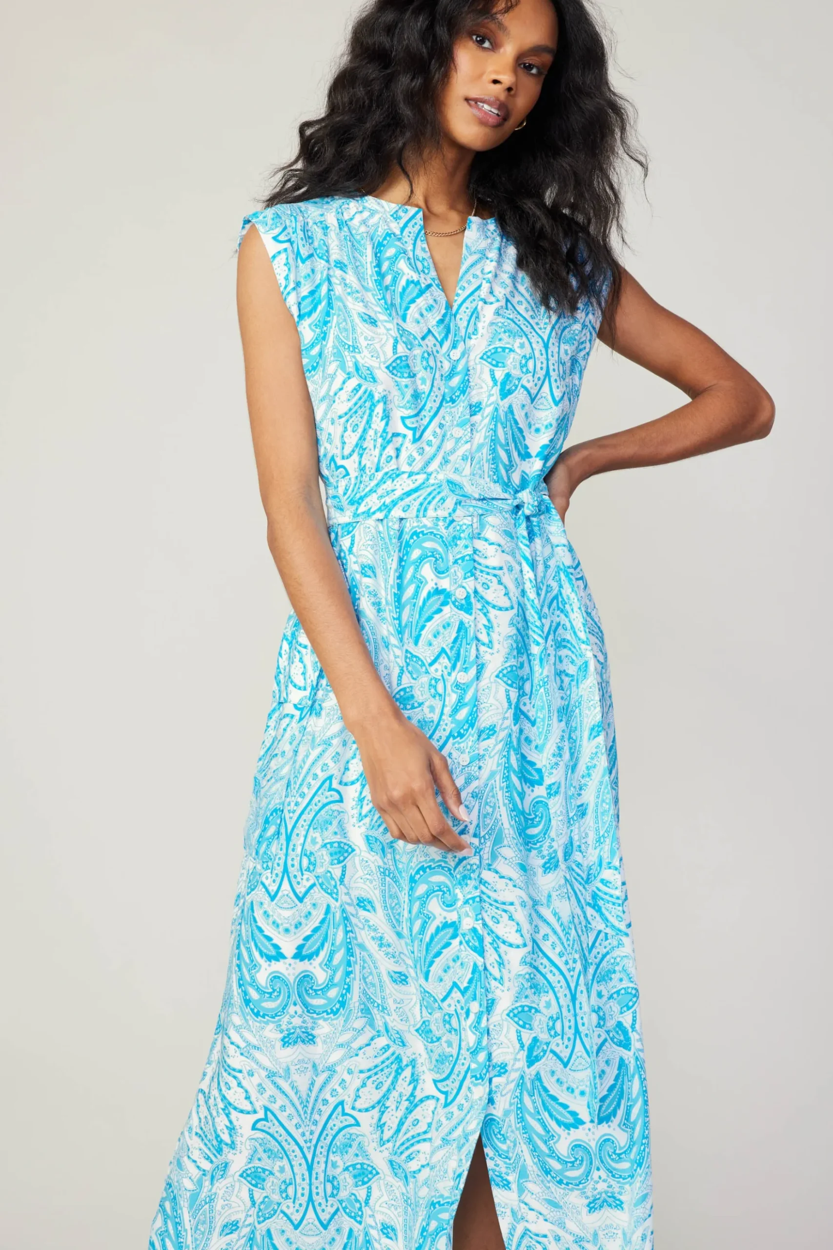 Current Air Paisley Printed Sleeveless Dress BLUEMLT Sale