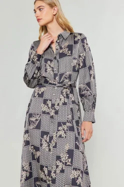 Current Air Paneled Buttonup Dress BLACKTAUPEMLT New