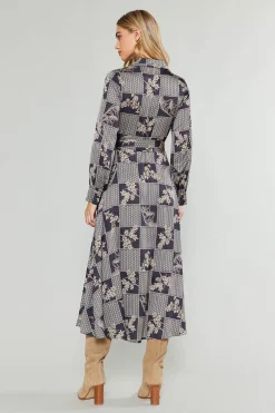Current Air Paneled Buttonup Dress BLACKTAUPEMLT New
