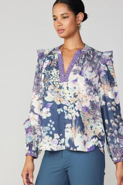 Current Air Peacock Floral Blouse NAVYMULTI Sale
