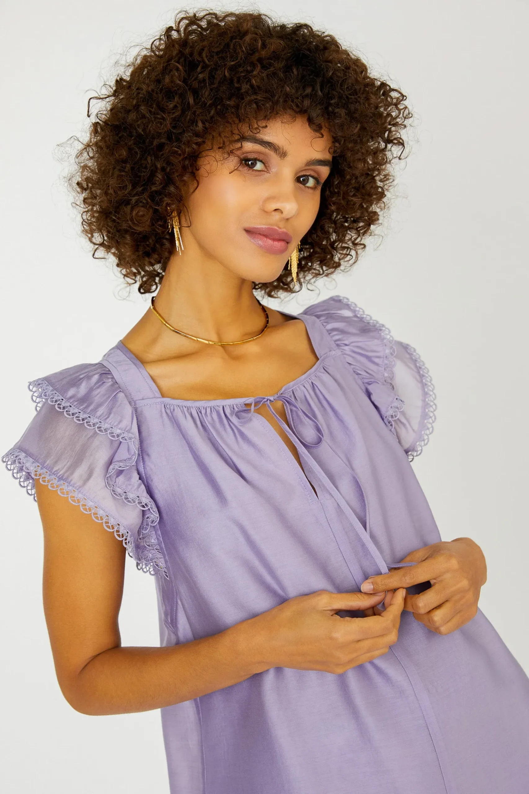 Current Air Peekaboo Flutter Sleeve Top LAVENDER Discount