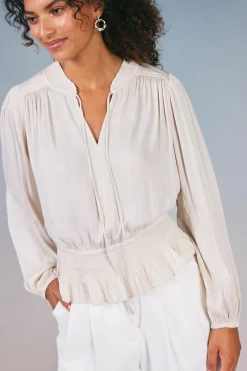 Current Air Peplum Collared Blouse ECRU Discount